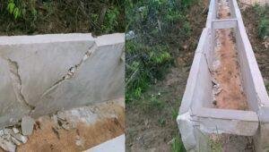 Drainase di Desa Rantau Bengkayang Retak Sebelum Waktunya, Diduga Dibangun Asal Jadi