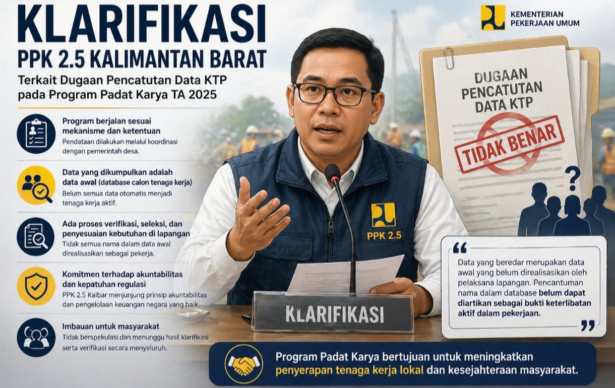 PPK 2.5 Kalbar Bantah Dugaan Pencatutan Data KTP pada Program Padat Karya 2025